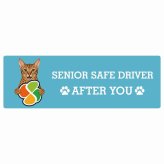 カーサイン 高齢者マーク SENIOR SAFE DRIVER オシキャット ステッカー シール 長方形 15x5cm 肉球 日本製 車