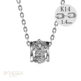ゴールド ネックレス ハワイアンジュエリー ネックレス ホワイトゴールド バレル 樽 ハイビスカス透かし 14K K14ホワイトゴールド 14k k14カットあずきチェーン太1.4mm ギフトラッピング可能 彼女 妻 女性 レディース プレゼント ハロウィン 【品番：CG-GP106W-CH1020】