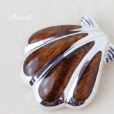 ハワイアンジュエリー コアウッド ネックレス 刻印 無料 シェル型 貝 コアウッド ロジウムコーティング aumakua シンプル シルバー925 ギフトラッピング可能 チェーン 長さ選べる メンズ レディース 誕生日 プレゼント ハロウィン 【品番：CG-045-61-01】