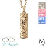 金属アレルギー対応 ネックレス ハワイアンジュエリー 刻印無料 誕生石 純チタン ゴールドカラー バレルプレート Mサイズ チェーン付 イオンプレーティング メンズ レディース プレゼント ハロウィン 【品番：CG-TIP411-Y】