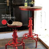 カフェテーブル バーテーブル INDUSTRIAL(インダストリアル) 幅60×奥行き60×高さ83~100cm 天然木 パイン材 スチール 配水管デザイン ブラック レッド knt-a801【北海道・沖縄・離島以外 】 カウンターテーブル レトロ 新生活