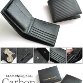 二つ折り 財布 メンズ 短財布 ビームズ スクエア BEAMZ SQUARE ブラック カーボン レザー ウォレット 本革 本皮 牛革 牛皮 BS-66314BK
