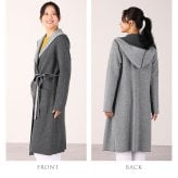 カシミヤ 混 ニット コート レディース フード付き リバーシブル ブランド ラップコート モカ/ダークグレー/9号 上着 アウター 防寒 無地 ガウン 母親 女性 プレゼント ギフト (02000223r)