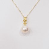 ［pearl583］ 8mm - 8.5mm ホワイトピンク ペンダント ダイヤモンド付 あこや真珠 0.01ct