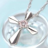 ネックレス レディース ピンクダイヤモンド クロス 十字架 天然石 ペンダント アクセサリー ジュエリー 華奢 シンプル 大人可愛い 上品 ギフト プレゼント 誕生日 記念日