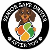 カーサイン 高齢者マーク SENIOR SAFE DRIVER ミニチュアダックスフンド マグネット 強力 直径13cm 肉球 日本製 車 ステッカー