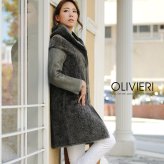 OLIVIERI/オリヴィエリ シェアード ムートン ロング コート ダブルフェイス フード付き イタリア製/レディース 毛皮 ファー ロングコート アウター 秋 冬 ギフト プレゼント 7F (01000692r)