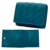 ボッテガヴェネタ BOTTEGA VENETA 三つ折り財布 イントレチャート ブループリント ブルー 青 メンズ レディース ミニ財布 小銭入れ付き カード入れ6つ 本革 レザー ゴールド金具 609285 VCPP2 4403
