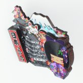 木製フレームマグネット 姫こけし パープル 立体マグネット 3D お土産 日本 土産 souvenir JAPAN Magnets ご当地 外国人 スーベニア ジャパン