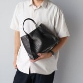 スモール クロコダイル メンズ トートバッグ 日本製 2way ポロサス センター取り マグネットボタン式 内装 ラムレザー ポーチ付き B5 サイズ 対応 斜め掛け ショルダーベルト付 保証書付 プレゼント ギフト 4FA(06001964-mens-1r)