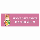 カーサイン 高齢者マーク SENIOR SAFE DRIVER スムースコリー ステッカー シール 長方形 15x5cm 肉球 日本製 車