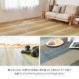 夏ラグ 夏用カーペット 国産 い草ラグ レーヴ 約191×250cm 裏貼り 滑り止め加工 センターラグ アクセントラグ ストライプ柄 新生活