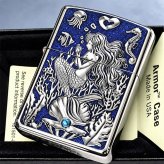 ZIPPO アーマー マーメイド ラグーン ジッポ 鏡面 ターコイズ かっこいい ライター おしゃれ Mermaid Lagoon シルバー×グリッターブルー 動画あり メンズ ギフト プレゼント