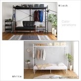 たっぷり収納のハンガーシェルフ Spazioso-スパジオーソ- HGS-004--BK ブラック W220×D60.5×H176cm ホームテイスト ハンガーシェルフ 収納 システム デッドスペース有効活用 ハンガーバー 棚板 多機能 システムベッド 新生活