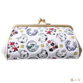 浅草文庫 がま口 財布 花菱 親子 WA-4 コインケース 小銭入れ 友禅染 浅草 文庫革 江戸小紋 ミニ ガマ がまぐち 送料無料 レザー 牛革 レディース ギフト プレゼント