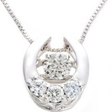 ダイヤモンド ネックレス K18 ホワイトゴールド 0.2ct ダンシングストーン 馬蹄 ホースシュー 一粒 揺れるダイヤ ペンダント 鑑別カード レディース アクセサリー ジュエリー ギフト