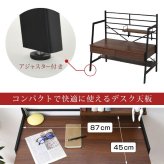 デスク チェア 生活スタイルに合わせてハイとローの2段階で高さ調節が可能。A4ファイルや教科書が置ける収納棚付きだから、大人も子供も、仕事にも勉強にも多用途に使える机です。 新生活