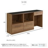 キッチンカウンター ゴミ箱収納 日本製 特殊鋼板を使った組み合わせ 180cm オープン収納+オープン収納+ゴミ箱上カウンター：