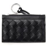 ボッテガヴェネタ BOTTEGA VENETA コインケース 小銭入れ キーケース キーリング付き イントレチャート メンズ レディース ブラック 黒 ラムレザー 本革 ファスナー 608784 V48C3 8803 ミニ財布