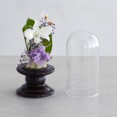 プリザーブドフラワー お供え花 ガラスドーム仏花 蘭音 -らんね-｜お供え デンファレ 蘭 小さい仏花 小ぶり 対 対飾り 仏壇用 初盆 新盆 四十九日 一回忌 三回忌 法事 法要 お供え お悔やみ お彼岸 即日発送 プレゼント ギフト 送料無料