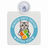 カーサイン 高齢者マーク SENIOR SAFE DRIVER アメリカンショートヘア 車内用 吸盤タイプ 収れん火災防止タイプ 肉球 日本製 車 ステッカー