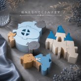 国産ヒノキの童話シリーズ｜シンデレラの木製組み木｜台座付き・アクリル絵の具仕上げ｜木製インテリア・贈り物