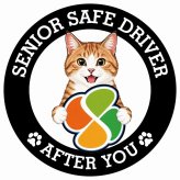 カーサイン 高齢者マーク SENIOR SAFE DRIVER 茶白 ステッカー シール 直径13cm 肉球 日本製 車