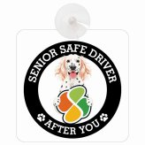 カーサイン 高齢者マーク SENIOR SAFE DRIVER イングリッシュセター 車内用 吸盤タイプ 収れん火災防止タイプ 肉球 日本製 車 ステッカー