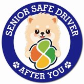 カーサイン 高齢者マーク SENIOR SAFE DRIVER ポメラニアン マグネット 強力 直径13cm 肉球 日本製 車 ステッカー