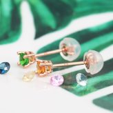 ハワイアンジュエリー ピアス ピンクゴールド ピアス 誕生石 選べる スタッドピアス カラーストーン 片耳(1個)購入可 K14 14K シリコンキャッチ シンプル 20G ゲージ BY THE SEA バイザシー 彼女 妻 女性 レディース 誕生日 プレゼント ハロウィン 【品番：GE107R】