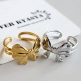 ステンレス リボンリング ノットリング 結び目 個性的 ゴールド 18K GP シルバー フリーサイズ レディース 女性 指輪 金属アレルギー対応