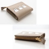 BOX型コインケース付き L字ウォレット 【 シマエナガ 】 刺繍 本革 ミニ財布 ギフト
