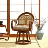 チェア 椅子 回転 ミドルハイ 藤 ラタン おしゃれ ナチュラル シンプル 回転式 和モダン 天然素材 ノスタルジック 懐かしい 読書 縁側 和室 昭和 旅館 新生活