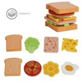 木製 おもちゃ おままごと ハンバーガーセット サンドイッチ 食材 カード付き キッチン 組み合わせ遊び ごっこ遊び 指先遊び 子供 知育おもちゃ 男の子 女の子 6歳 誕生日 プレゼント ギフト 入園祝い