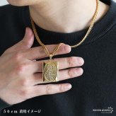 ステンレス ロケットネックレス HIPHOP ダブル喜平チェーンネックレス ロケットペンダント マリアネックレス 写真 記念 思い出 50cm 60cm ゴールドネックレス 18KGP シルバー 聖母 6面カット メンズ 男性 金属アレルギー対応