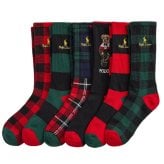 ポロラルフローレン：ROYAL HOLIDAY BEAR ソックス 6PK (レッドマルチ)[ソックス/ 男性下着/ メンズインナー/人気ブランド/おすすめギフト/誕生日プレゼント/メンズファッション]