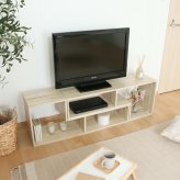 L字型伸縮TVボード オーク オーク・オークホワイト 2色展開 テレビ台 ローボード リビング収納 テレビボード おしゃれ シンプル 新生活 家具 インテリア 不二貿易