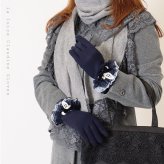 手袋 レディース かわいい おしゃれ 暖かい 冬 防寒 あったか スマホ対応 リボン レース グローブ プレゼント【LALUICE ラルイス】