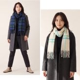 カシミヤ 100% ストール レディース 【名入れ刺繍可能】チェック柄 カシミヤ100% マフラー ストール フリンジ付き 大判 カシミヤマフラー 秋 冬 秋冬 誕生日 母 通勤 通学 ギフト プレゼント 7F (02000340r)