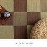 夏ラグ 夏用カーペット 国産 い草ラグ カーペット ブロック調 おしゃれ おすすめ シンプル クッション性 江戸間10畳(約435×352cm）