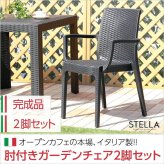 ガーデンチェア2脚セット ガーデン肘付チェア 2脚セット ステラ-STELLA- ガーデン カフェ 屋外椅子 アウトドアチェア テラスチェア ガーデンファニチャー 庭用椅子 ベランダチェア ガーデン椅子2脚 テラス家具 イス ブラック エクステリア 座面 新生活