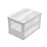 【レビュー投稿で保証120日】折りたたみ コンテナボックス 50L 蓋付き 耐荷重96kg 大容量 収納ボックス 取っ手付き クリア ホワイト 