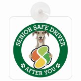 カーサイン 高齢者マーク SENIOR SAFE DRIVER ディアハウンド 車内用 吸盤タイプ 収れん火災防止タイプ 肉球 日本製 車 ステッカー