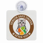 カーサイン 高齢者マーク SENIOR SAFE DRIVER アメリカンショートヘア 車内用 吸盤タイプ 収れん火災防止タイプ 肉球 日本製 車 ステッカー