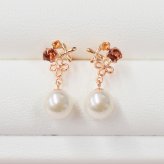 ［pearl382］5.5mm - 6.5mm 半貴石 ピアス あこや真珠 ホワイトピンク