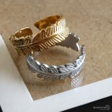ステンレス 葉っぱリング 2カラー リーフリング 18KGP ゴールド gold シルバー オープンリング フリーサイズ レディース 女性 指輪 金属アレルギー対応
