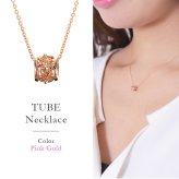 ゴールド ネックレス ハワイアンジュエリー ネックレス ピンクゴールド バレル 樽 ハイビスカス透かし 14K K14ピンクゴールド K10 10Kあずきチェーン太0.7mm ギフトラッピング可能 彼女 妻 女性 レディース プレゼント ハロウィン 【品番：CG-GP106R】