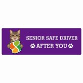 カーサイン 高齢者マーク SENIOR SAFE DRIVER キジトラ ステッカー シール 長方形 15x5cm 肉球 日本製 車