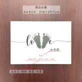 【送料無料 / 発送前にサンプル作成で安心】足形 ポスター LOVE〈 等身大 サイズ！写真を送るだけ 〉足形アート ホワイト アクリル Baby 記念 バースボード クリアボード 誕生日 ファーストバースデー 命名書 Boad メモリアル パネル 赤ちゃん 名前入り プレゼント ベビー 孫 名入れ ギフト 出産祝い 出生 A4 Foot あし