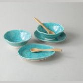 トルコ青デザートセット 陶器 瀬戸焼 やきものの里から、暮らしを贈ります。　ギフト 食器 セット テーブルウェア
